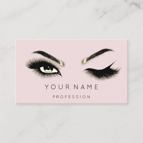  Eyelash Brows Microblade QRCODE Gold Pink Business Card