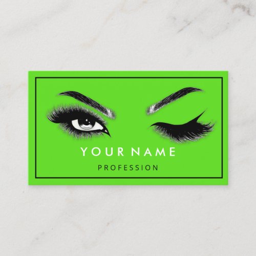  Eyelash Brows Microblade QRCODE Logo Silver Green Business Card