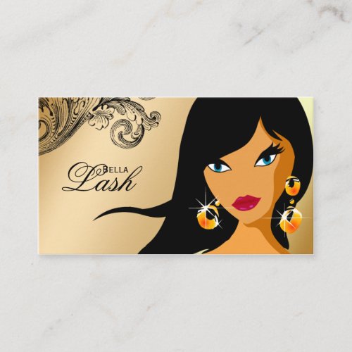 Eyelash Business Card Gold Ethnic Woman Tan 2