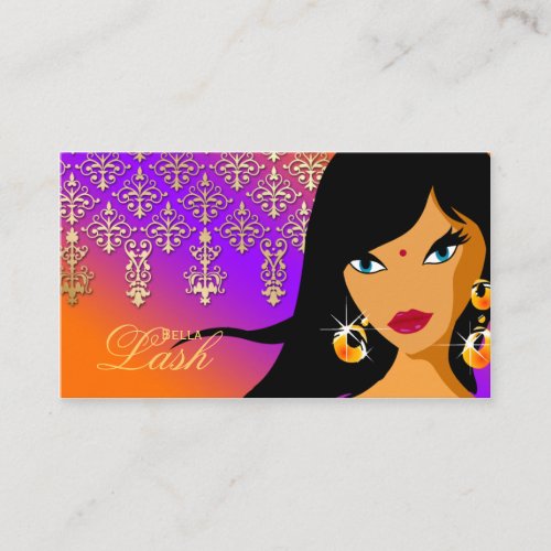 Eyelash Business Card Gold Indian Woman POP