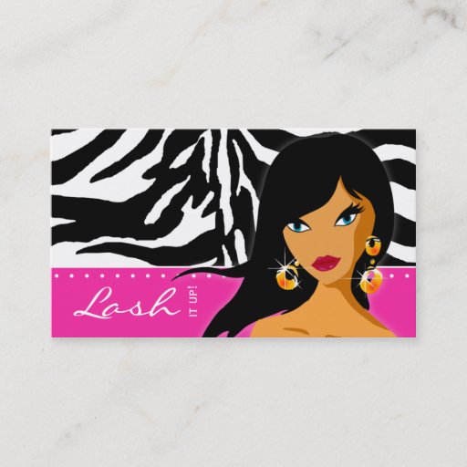 Customizable Eyelash Business Card Zebra Woman Pink