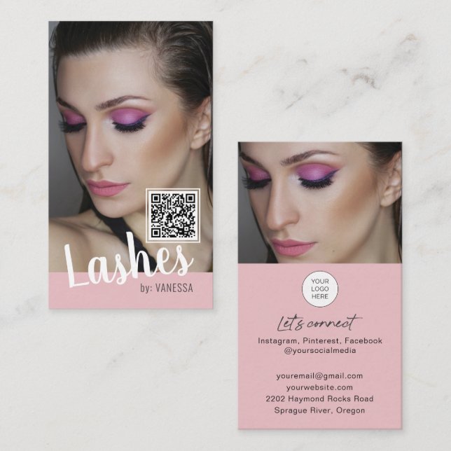 Eyelash business cards with QR code and photos (Front/Back)