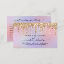 Eyelash Extension Aftercare Instruction Glitter  B Business Card