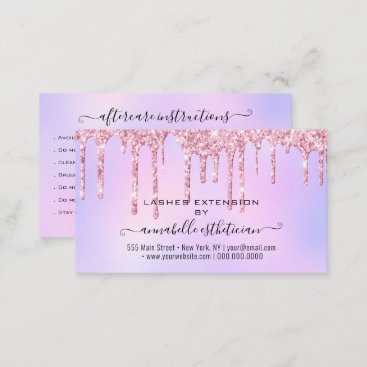 Eyelash Extension Aftercare Instruction Glitter  B Business Card