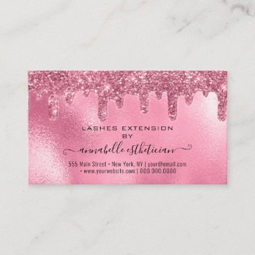 Eyelash Extension Aftercare Instruction Glitter Business Card
