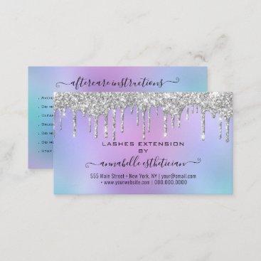 Eyelash Extension Aftercare Instruction Glitter  Business Card