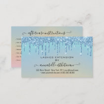 Eyelash Extension Aftercare Instruction Glitter  Business Card
