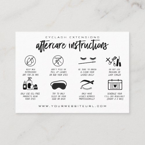 Eyelash Extension Aftercare Instructions Lash Logo Business Card