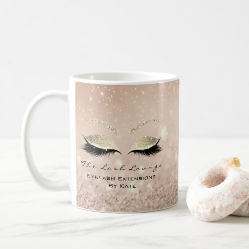 Eyelash Extension Beauty Makeup Gold Glitter Pink Coffee Mug