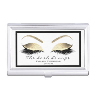 Eyelash Extension Beauty Studio Gold Glitter Business Card Case
