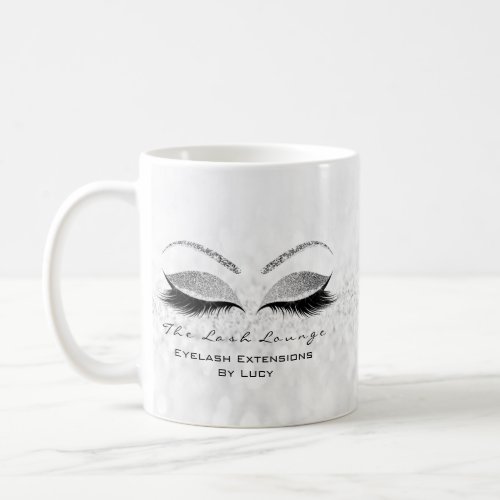 Eyelash Extension Beauty Studio Gray Glitter Coffee Mug