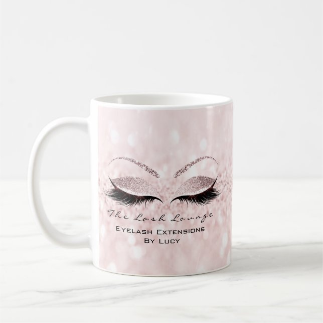 Eyelash Extension Beauty Studio Pink Glitter Ombre Coffee Mug (Left)