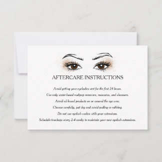 Eyelash extension Brow Bar Aftercare Instructions Invitation