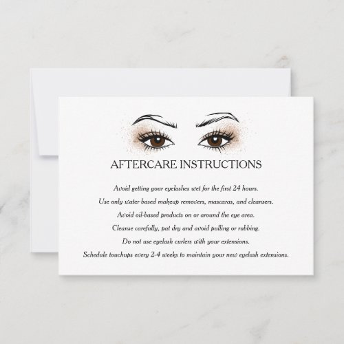 Eyelash extension Brow Bar Aftercare Instructions  Invitation