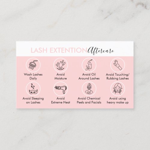 Eyelash Extension Cares Aftercare Instruction Business Card