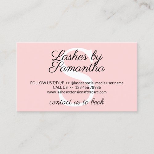 Eyelash Extension Cares Aftercare Instruction Business Card