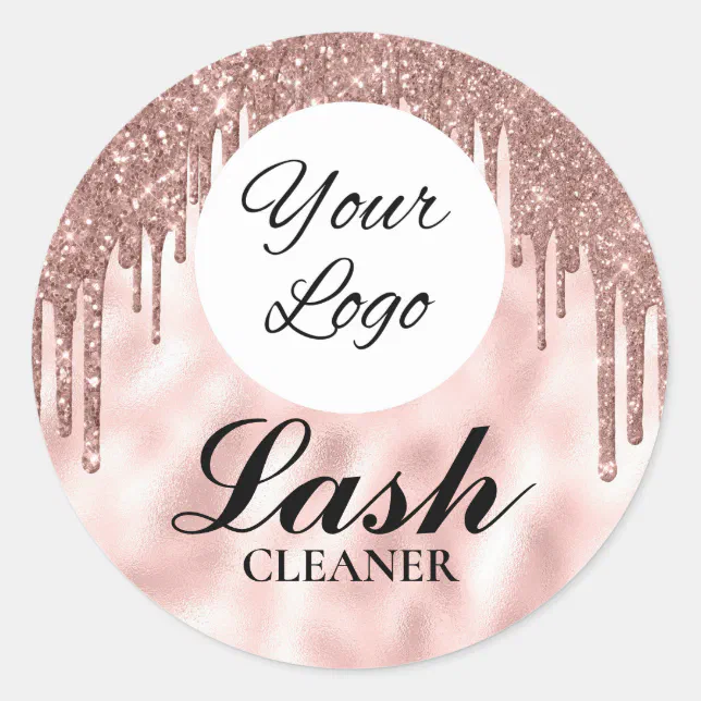 Eyelash Extension Cleaner Rose Gold Glitter Drips Classic Round Sticker Zazzle 3716