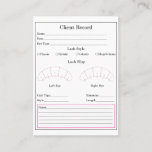 Eyelash Extension Client Record Form Business Card