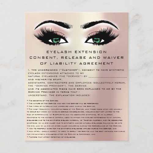 EYELASH EXTENSION CONSENT RELEASE AND WAIVER Gree Flyer