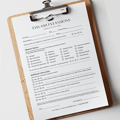 Eyelash Extension Consultation Forms 40 Pages  Notepad
