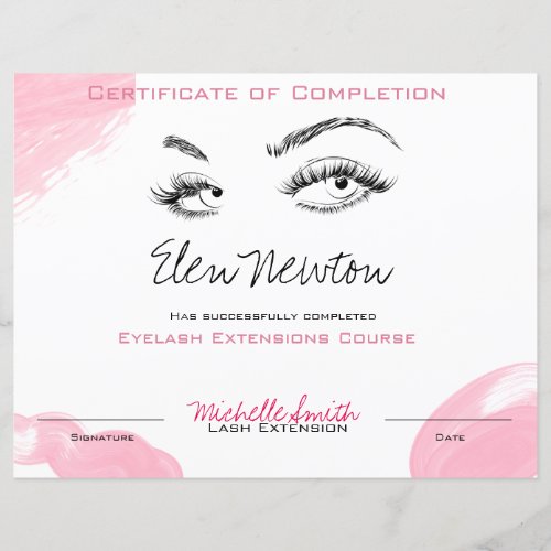 Eyelash extension Course Certificate of Completion