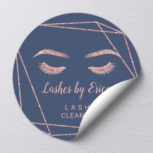 Eyelash Extension Lash Cleaner Geometric Rose Gold Square Sticker