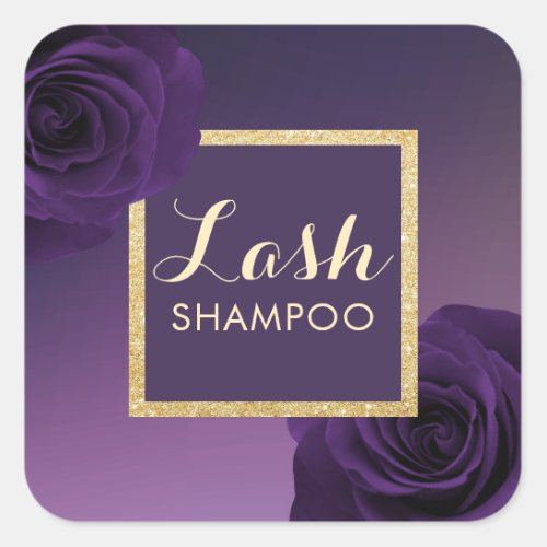Eyelash Extension Lash Cleaner Purple Floral  Square Sticker