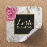 Eyelash Extension Lash Cleaner Vintage Floral Square Sticker<br><div class="desc">Eyelash Extension Lash Cleaner Vintage Floral White Marble Stickers.</div>