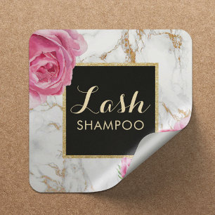 Eyelash Extension Lash Cleaner Vintage Floral Square Sticker