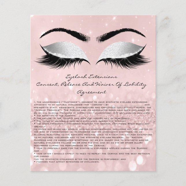 Eyelash Extension Liability Waiver Eyes Gray Pink Flyer (Front)