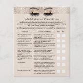 Eyelash Extension Liability Waiver Form Cream Flyer | Zazzle