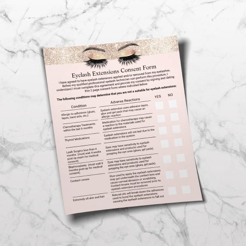 Eyelash Extension Liability Waiver Gold Border Flyer