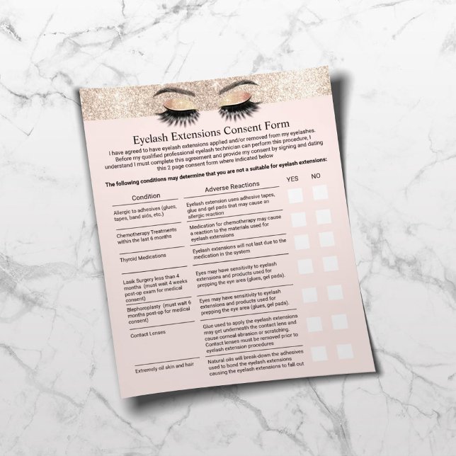 Eyelash Extension Liability Waiver Gold Border Flyer (Creator Uploaded)