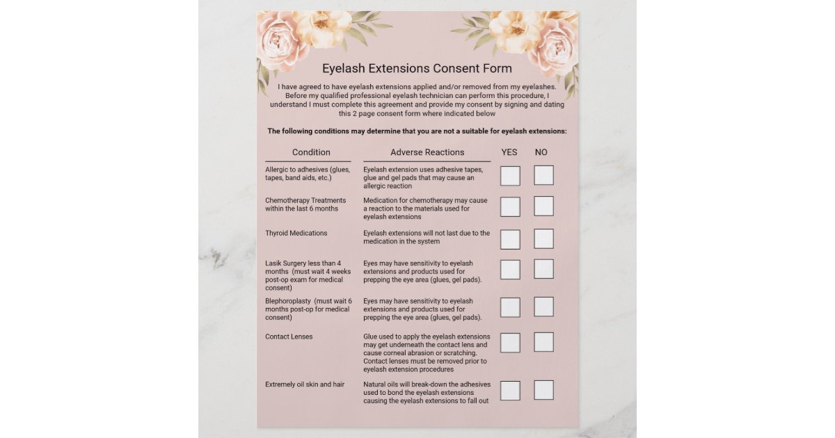 Eyelash Extension Liability Waiver & Release Form Flyer | Zazzle.com