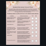 Eyelash Extension Liability Waiver & Release Form Flyer<br><div class="desc">Eyelash Extension Liability Waiver & Release Form Vintage Floral Blush Pink Flyers.</div>