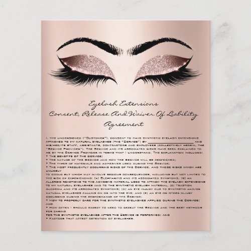 Eyelash Extension Liability Waiver Rose Blush Flyer