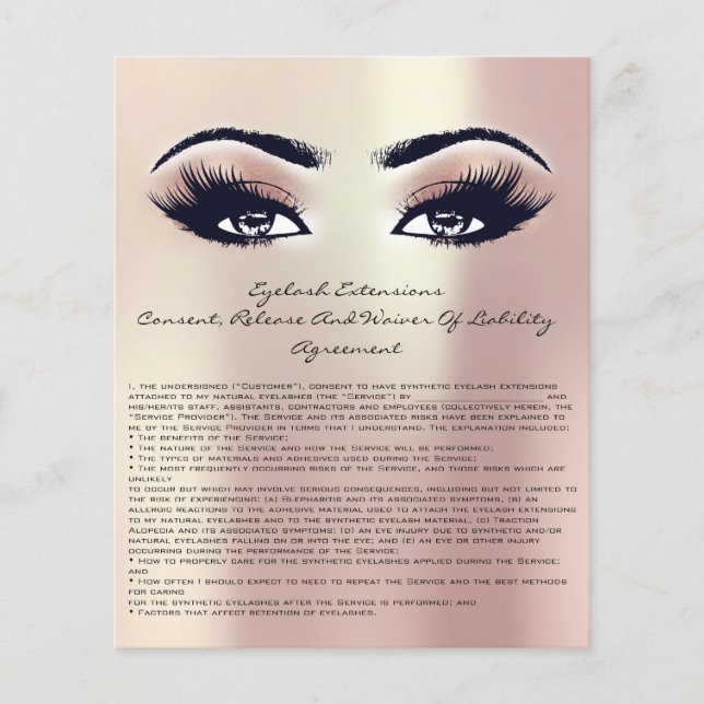 Eyelash Extension Liability Waiver Rose Pearly Flyer | Zazzle