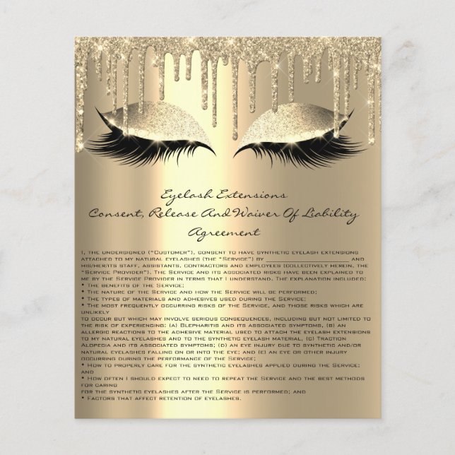 Eyelash Extension Liability Waiver Sparkly Glam Flyer (Front)