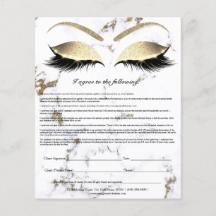 Eyelash Extension Liability Waiver White Marble Flyer