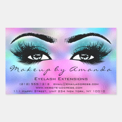 Eyelash Extension Makeup Artist Beauty Holograph Rectangular Sticker