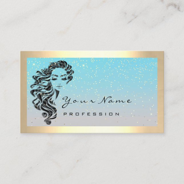 Eyelash Extension Makeup Artist Hair Confett Frame Business Card (Front)