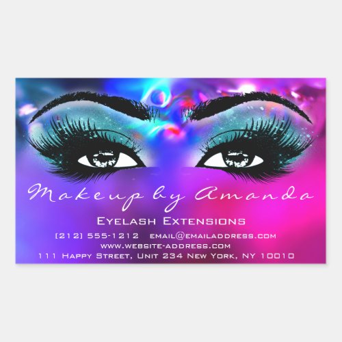 Eyelash Extension Makeup Artist Pink Energy Rectangular Sticker