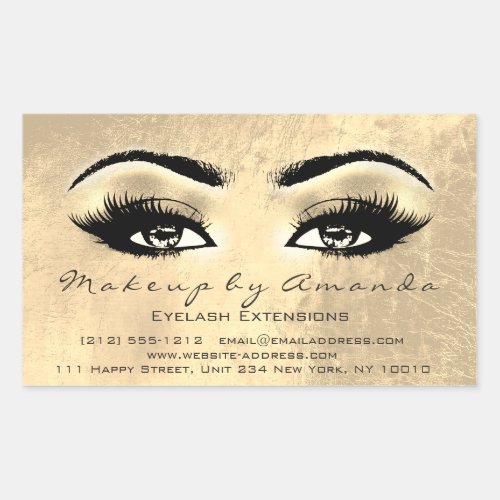 Eyelash Extension Makeup Beauty Browns Golden Foil Rectangular Sticker