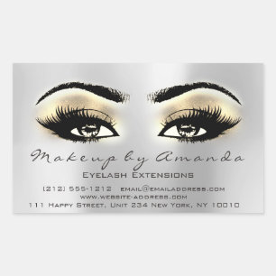 Eyelash Extension Makeup Beauty Browns Gray Silver Rectangular Sticker