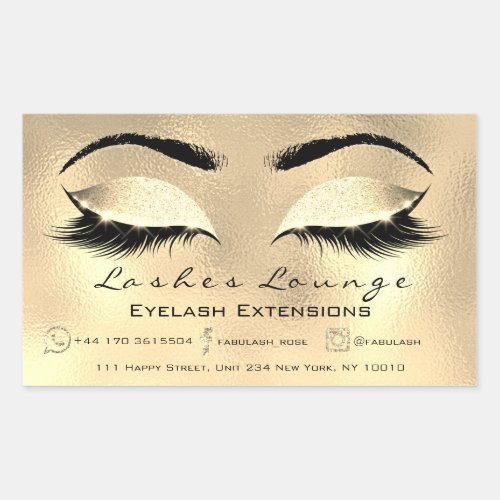 Eyelash Extension Makeup Beauty Salon Gold  Browns Rectangular Sticker