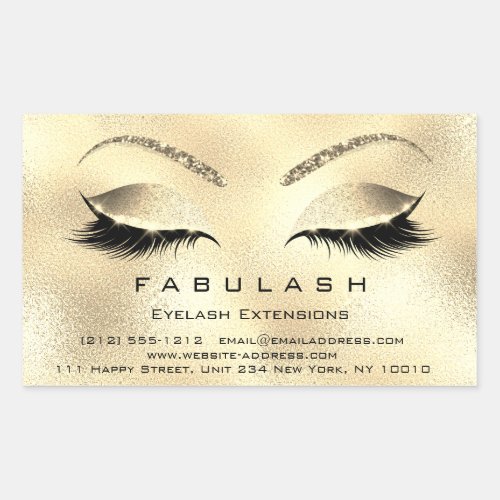Eyelash Extension Makeup Beauty Salon Gold VIP Rectangular Sticker