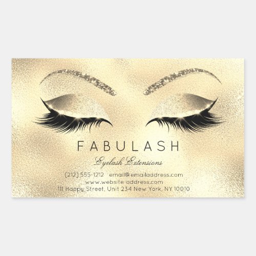 Eyelash Extension Makeup Beauty Salon Lux Glitter Rectangular Sticker