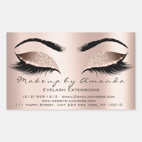 Eyelash Extension Makeup Beauty Salon Microblading Rectangular Sticker