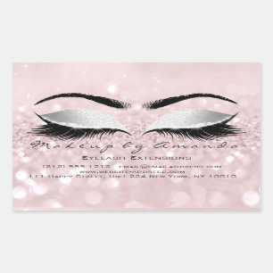 Eyelash Extension Makeup Beauty Salon Pink Gray Rectangular Sticker