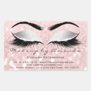 Eyelash Extension Makeup Beauty Salon Pink Gray Rectangular Sticker